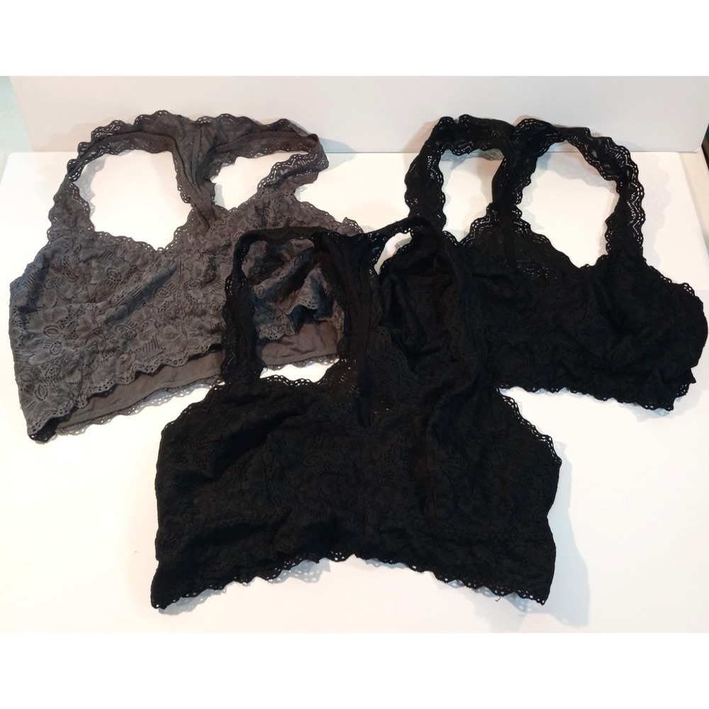 Felina Racerback Bralette Lot, Women's Bra, XL, Gray, Black
